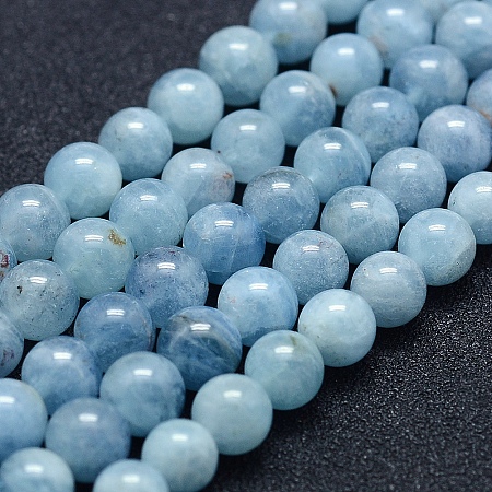 ARRICRAFT Natural Aquamarine Beads Strands, Grade AB+, Round, 6mm, Hole: 1mm, about 67pcs/strand, 15.7 inches(40cm)