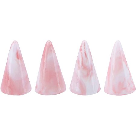 Porcelain Ring Displays, Cone Shaped Finger Ring Display Stands, Pink, 28.5x47.5mm