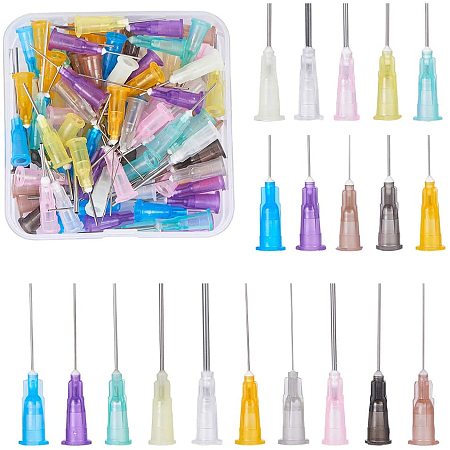 BENECREAT 100PCS 0.5 Inch/1 Inch Mixed Blunt Tip Syringe Needles (from 19 to 26 Gauge) Dispensing Needle with Lure Lock for Refilling Inks and Syringes