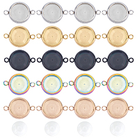 Unicraftale DIY Vacuum Plating 304 Stainless Steel Links Making, with Transparent Glass Cabochons, Mixed Color, Tray: 10mm, 18x12.5x3mm, Hole: 1.8mm, 5colors, 30pcs; 9.5~10x3.5mm, 30pcs