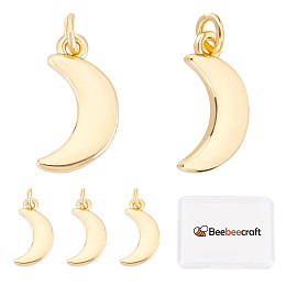 Beebeecraft 1 Box 20Pcs 18K Gold Plated Moon Charms Crescent Moon Dangle Pendants with Jump Ring for DIY Jewelry Making Necklace Bracelet