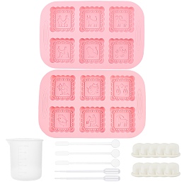 DIY Soap Silicone Mold Kits, with Constellations Pattern Food Grade Silicone Molds, Plastic Round Stirring Rod & Transfer Pipettes, Latex Finger Cots and 100ml Silicone Measuring Cup, Mixed Color, 250x160x18mm, 2pcs