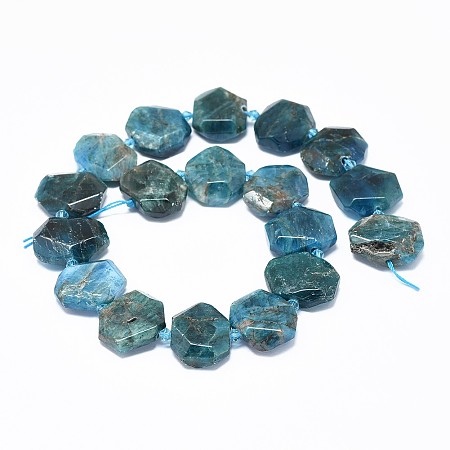 ARRICRAFT Natural Apatite Beads Strands, Faceted, Nuggets, 21~22.5x17.5~19.5x6.5~7.5mm, Hole: 1.8mm, about 18pcs/strand, 15.3 inches(39.1cm)