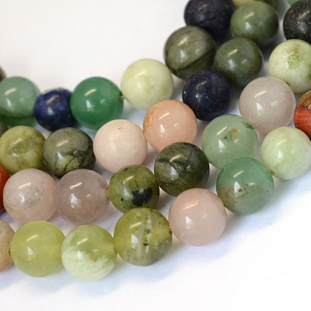 ARRICRAFT Natural Mixed Stone Round Bead Strands, 8~8.5mm, Hole: 1mm, about 47pcs/strand, 15.5 inches