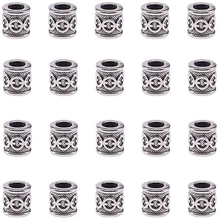 Alloy Tibetan Style Spacer Beads, Tube, Antique Silver, 10x10mm, Hole: 5.5mm, 20pcs/box