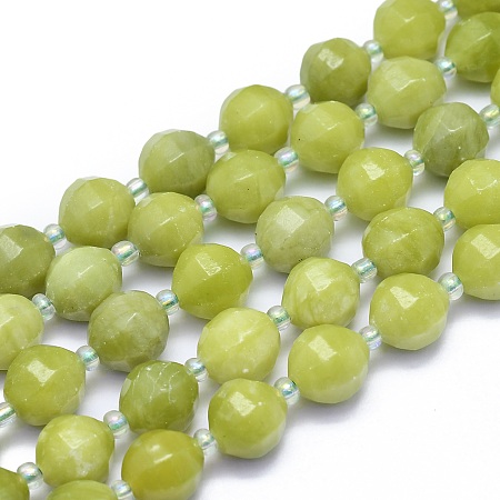 Arricraft Natural Peridot Beads Strands, Round, Faceted, 9~10mm, Hole: 1.4mm, about 34pcs/Strand, 15.16 inches(38.5cm)
