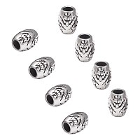 Unicraftale 316 Stainless Steel European Beads, Large Hole Beads, Barrel with Wolf, Antique Silver, 13x10.5mm, Hole: 5.5mm, 10pcs/box