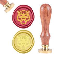 CRASPIRE Brass Wax Seal Stamp, with Natural Rosewood Handle, for DIY Scrapbooking, Animal Pattern, Stamp: 25mm, Handle: 83x22mm; Head: 7.5mm