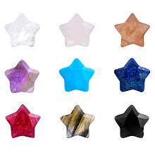 BENECREAT 9Pcs Faceted Star Natural Stone Pendants 9 Mixed Color Gemstone Charms Stone Beads Pendants (14x13mm)for Necklace Bracelet Jewelry Making, Hole: 0.8mm