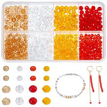 Arricraft 840Pcs 8 Style Glass Beads, Faceted, Rondelle, Mixed Color, 4~6x3~5mm, Hole: 0.4~1mm