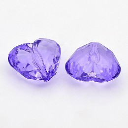 Honeyhandy Transparent Acrylic Beads, Heart, Purple, about 25mm long, 28.5mm wide, 16mm thick, hole: 3mm, about 88pcs/500g