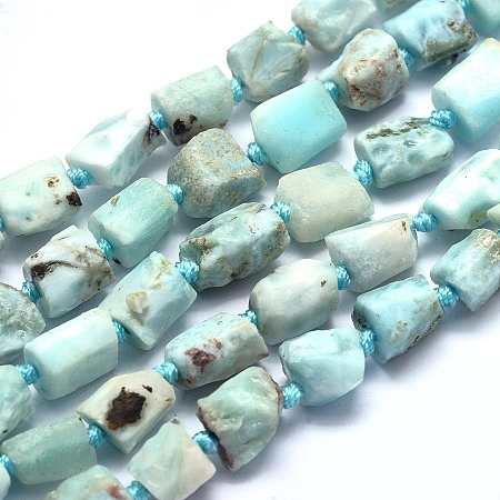 ARRICRAFT Natural Larimar Beads Strands, Nuggets, Frosted, 8~12x7~10mm, Hole: 1mm, about 34~36pcs/strand, 15.7 inches(40cm)