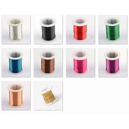 Copper Jewelry Wire, Mixed Color, 26 Gauge, 0.4mm; 3yards/roll, 10 colors, 2rolls/color, 20rolls/set