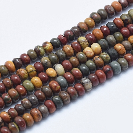 Arricraft Natural Picasso Stone/Picasso Jasper Beads Strands, Rondelle, 4~4.5x2~3mm, Hole: 1mm, about 160pcs/strand, 15.7 inches(40cm)
