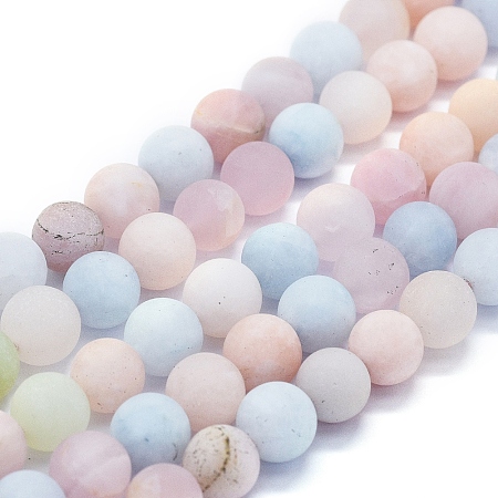 ARRICRAFT Natural Morganite Beads Strands, Frosted, Round, 8mm, Hole: 1mm, about 48~49pcs/Strand, 15.35 inches(39cm)