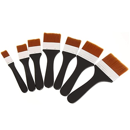 Gorgecraft Painting Brush, with Wood Handle, for Painting Art Tools, Black, 164~219x21~77.5x7.5mm, head: 30~45x20~80mm, 7pcs/set