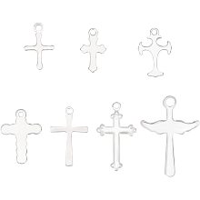 Unicraftale Stainless Steel Pendants, Cross, Stainless Steel Color, 6.8x5.2x1.1cm, 70pcs/box