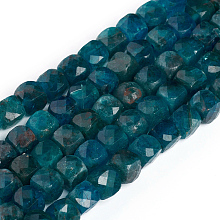 ARRICRAFT Natural Apatite Beads Strands, Faceted, Cube, 4~5x4~5x4~5mm, Hole: 0.7mm, about 72~76pcs/Strand, 15 inches(38cm)