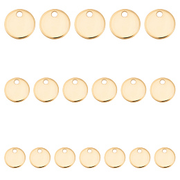 Unicraftale 304 Stainless Steel Charms, Stamping Blank Tag, Flat Round, Golden, 6~10x0.8mm, Hole: 1.2mm; 45pcs/box