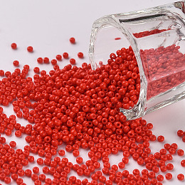 Honeyhandy 11/0 Grade A Baking Paint Glass Seed Beads, Round, Salmon, 2.3x1.5mm, Hole: 1mm, about 5300pcs/50g