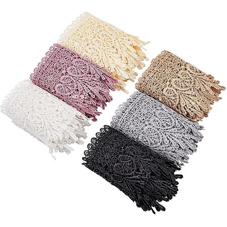 FINGERINSPIRE Curtain Clothes Accessories Decoration, DIY Lace Trim Embroidery Fabric, Mixed Color, 95mm; 1.5yars/color(1.37m/color), 9yards/set(8.23m/set)