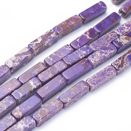 Arricraft Natural Imperial Jasper Beads Strands, Cuboid, Dyed, Purple, 13~13.5x4.2~4.5x4.2~4.5mm, Hole: 1.2mm, about 30pcs/strand, 15.5 inches~16.1 inches(39.5~41cm)