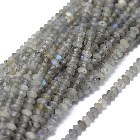 ARRICRAFT Natural Labradorite Beads Strands, Faceted, Rondelle, 2.5~3.5x1.5mm, Hole: 0.6mm, about 90pcs/strand, 15.35(39cm)