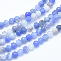 Arricraft Natural Blue Chalcedony Beads Strands, Dyed, Round, 6mm, Hole: 1.2mm, about 63pcs/strand, 14.9 inches(38cm)