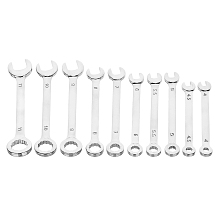 Iron Ratcheting Combination Wrench Sets, 10-Piece, for Home Appliances, Machinery Maintain , Platinum, 98x20x4mm; 10pcs/set