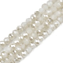 ARRICRAFT Electroplate Opaque Solid Color Glass Beads Strands, Faceted, Rondelle, Creamy White, 2.5x1.5mm, Hole: 0.8mm, about 200pcs/strand, 12.2 inches