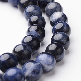 ARRICRAFT Round Natural Sodalite Bead Strands, 8mm, hole: 1mm, about 47~48pcs/strand, 15 inches