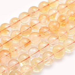 Arricraft Natural Citrine Beads Strands, Round, 10mm, Hole: 1mm, about 40pcs/strand, 15.5 inches(39.5cm)