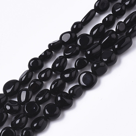Arricraft Natural Black Obsidian Beads Strands, Tumbled Stone, Nuggets, 6~9x4~7x4~7mm, Hole: 1mm, about 50pcs/strand, 15.35 inches(39cm)