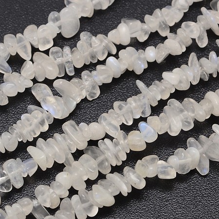 ARRICRAFT Chips Natural White Moonstone Beads Strands, 3~8x3~12x3~5mm, Hole: 1mm, about 32 inches