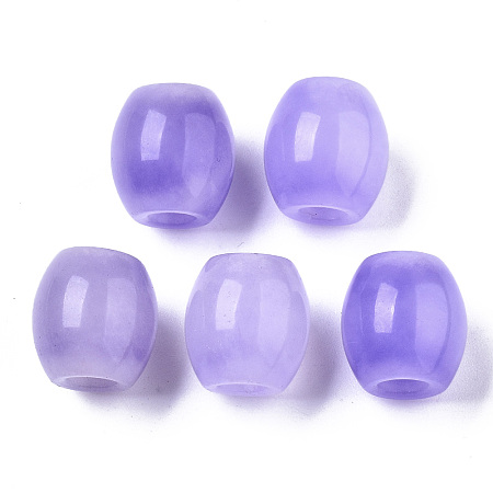 Arricraft Natural White Chalcedony European Beads, Large Hole Beads, Dyed, Barrel, Lilac, 13~14x12.5mm, Hole: 5mm
