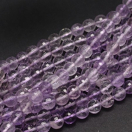 ARRICRAFT Faceted Natural Ametrine Round Bead Strands, 8mm, Hole: 1mm, about 47pcs/strand, 15 inches