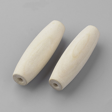 Olycraft Unfinished Wood Beads, Natural Wooden Beads, Oval, Lead Free, PapayaWhip, 44~45x14mm, Hole: 4mm
