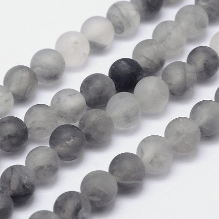 Arricraft Frosted Natural Cloudy Quartz Round Beads Strands, 8mm, Hole: 1mm, about 48pcs/strand, 15.5 inches