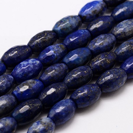 Arricraft Nature Lapis Lazuli Beads Strands, Dyed, Faceted, Rice, Midnight Blue, 12x8mm, Hole: 1mm, about 32pcs/strand, 14 inches