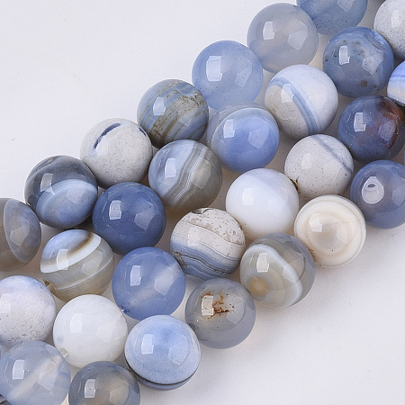 Arricraft Natural Striped Agate/Banded Agate Beads Strands, Round, 10mm, Hole: 1mm, about 38~39pcs/Strand, 15.16 inches(38.5 cm)
