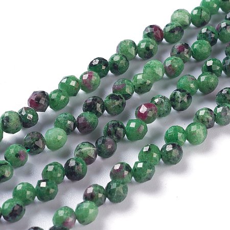 ARRICRAFT Natural Ruby Zoisite  Beads Strands, Top Drilled, Faceted, Teardrop, 4~5mm, Hole: 0.9mm, about 90pcs/strand, 16.54 inches(42cm)