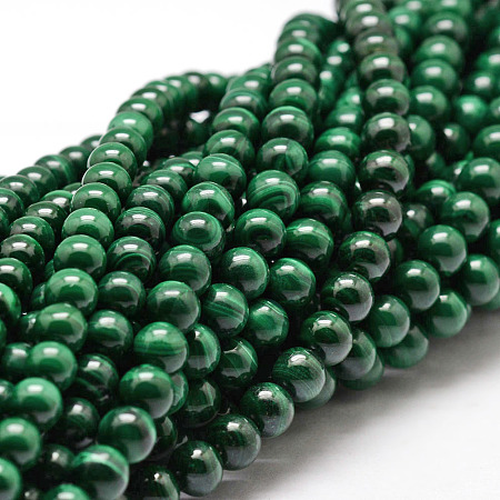 ARRICRAFT Natural Malachite Bead Strands, Round, 6mm, Hole: 1mm, about 67pcs/strand, 15.7 inches