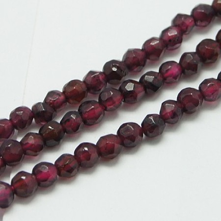 Arricraft Natural Garnet Beads Strands, Faceted, Round, 3mm, Hole: 0.8mm