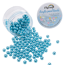 Olycraft Environmental Plastic Imitation Pearl Beads, High Luster, Grade A, No Hole Beads, Round, Light Sea Green, 8mm; 200pcs/box