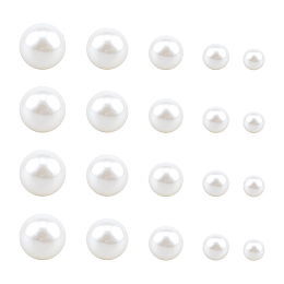 CHGCRAFT Resin Imitation Pearl Beads, No Hole/Undrilled, Round, White, 7.5~25mm; 214pcs/box