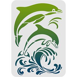 FINGERINSPIRE Dolphins Stencil 11.7x8.3 inch Dolphin Mural Stencil Sea Ocean Creatures Stencils DIY Craft Sea Animal Stencil for Painting on Wood Tile Paper Fabric Floor