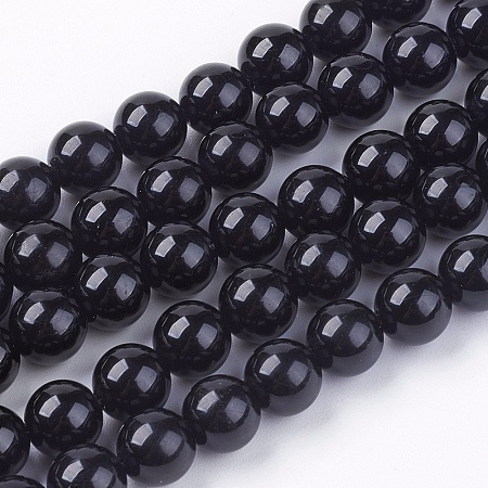 ARRICRAFT Natural Tourmaline Bead Strands, Round, Black, 6mm, Hole: 0.8mm, about 63pcs/strand, 15.7 inches