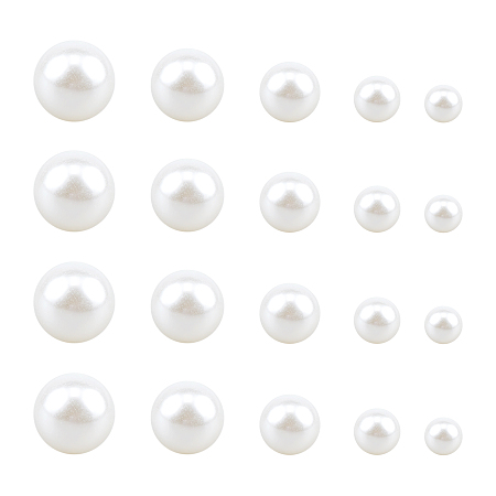 CHGCRAFT Resin Imitation Pearl Beads, No Hole/Undrilled, Round, White, 7.5~25mm; 214pcs/box