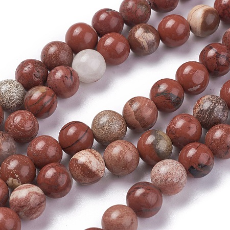 ARRICRAFT Natural Red Jasper Beads Strands, Round, Grade AB, Red, 8mm, Hole: 1mm,  about 48pcs/strand, 15.1 inches