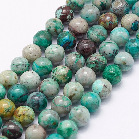 Arricraft Natural Chrysocolla Beads Strands, Round, 7mm, Hole: 1mm, about 58pcs/strand, 15.5 inches(39.5cm)